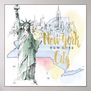 Staat von New York Freiheitsstatue Poster