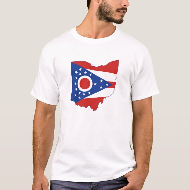 Staat von Ohio Shaped Ohioan Buckeye Staaten Flag T-Shirt (Vorderseite)