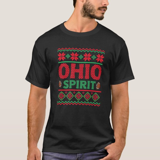 Staat von Ohio Spirit Football Ugly Weihnachtsschw T-Shirt (Vorderseite)