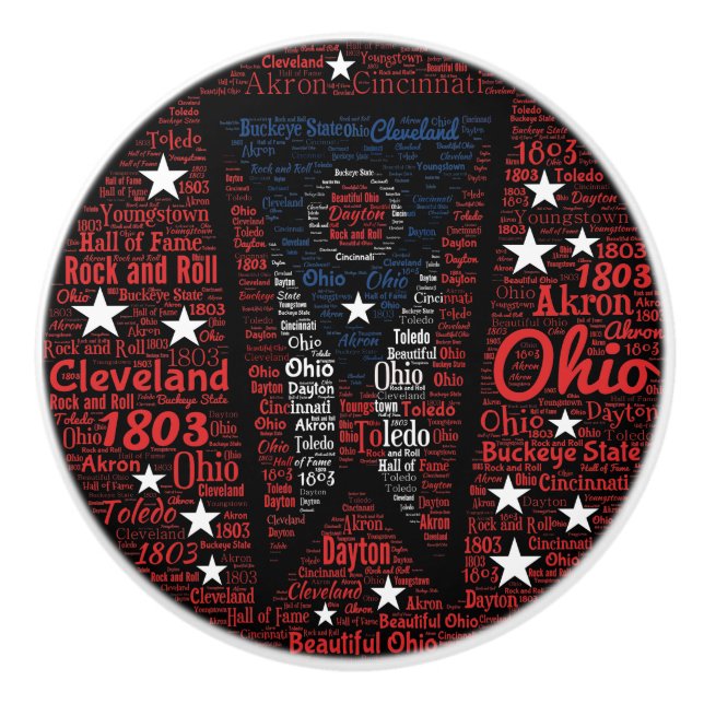 Staat von Ohio Word Art Keramik Knob Keramikknauf (Vorderseite)