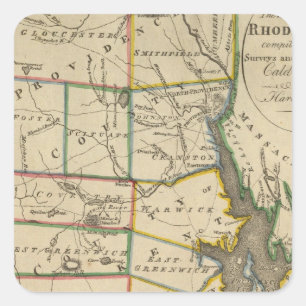 Staat von Rhode Island 3 Quadratischer Aufkleber