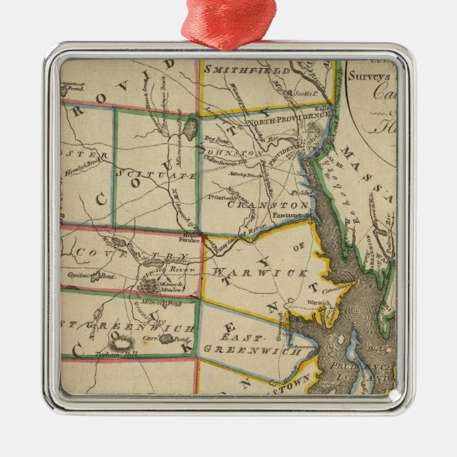 Staat von Rhode Island 3 Silbernes Ornament (Vorne)