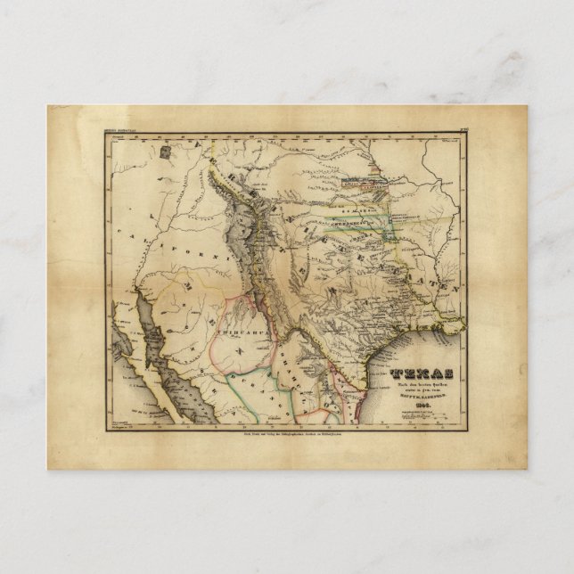 Staat von Texas Map (1846) Postkarte (Vorderseite)