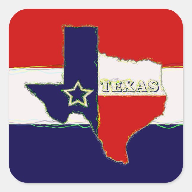 STAAT VON TEXAS QUADRATISCHER AUFKLEBER (Vorderseite)
