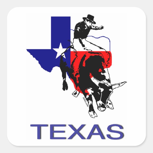 Staat von Texas Rodeo Bull Rider Quadratischer Aufkleber (Vorderseite)