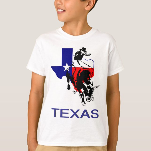 Staat von Texas-Rodeo-Stier-Reiter T-Shirt (Vorderseite)