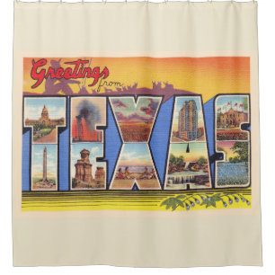 Staat von Texas TX Vintagen Großbuchstaben Postkar Duschvorhang