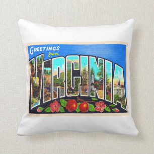 Staat von Virginia VA Vintager Großbuchstabe Post Kissen