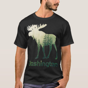 Staat von Washington Moose Forest Tree Hunter Wild T-Shirt