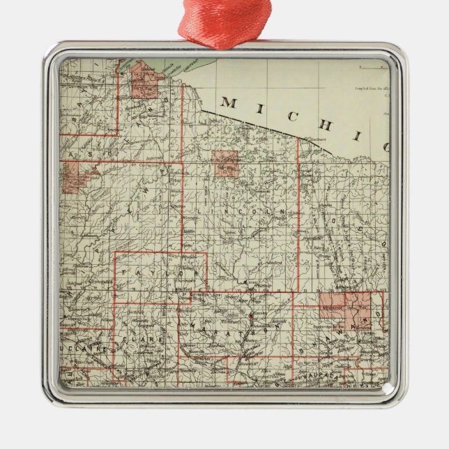 Staat von Wisconsin Silbernes Ornament (Vorne)