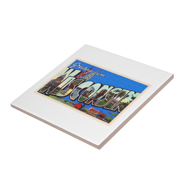 Staat von Wisconsin Vintage Postkarte für Großbuch Fliese (Seite)