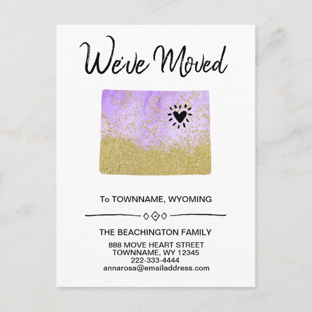 *~* STAAT WYOMING - Neue Adresse - Umzug Ankündigungspostkarte (Vorderseite)