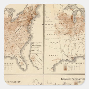 Staat-Zählungskarten, 1870 Quadratischer Aufkleber