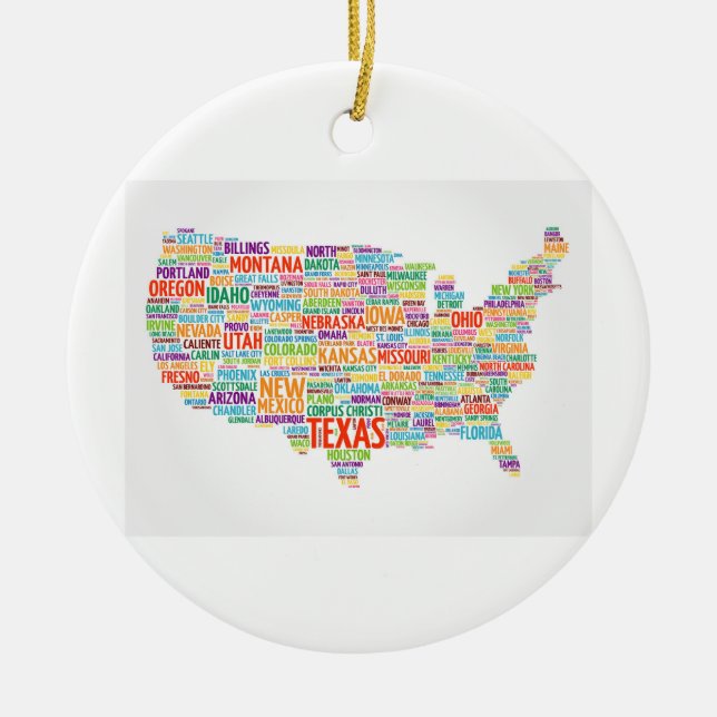 STAATEN und Städte in den USA Keramik Ornament (Vorne)