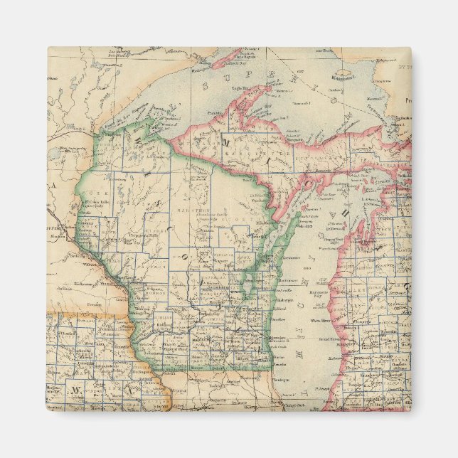 Staaten von Michigan, Wisconsin und Iowa Magnet (Vorne)