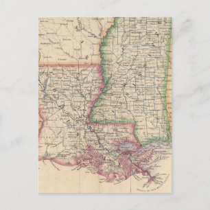 Staaten von Mississippi und Louisiana Postkarte
