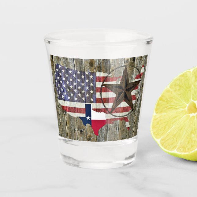 Staatliche Fahne von Texas Lone Star Schnapsglas (Vorderseite)