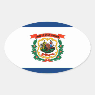 Staatliche Flaggengestaltung West Virginia Ovaler Aufkleber