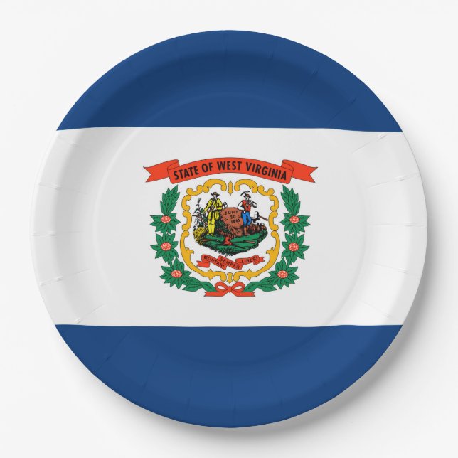 Staatliche Flaggengestaltung West Virginia Pappteller (Vorderseite)