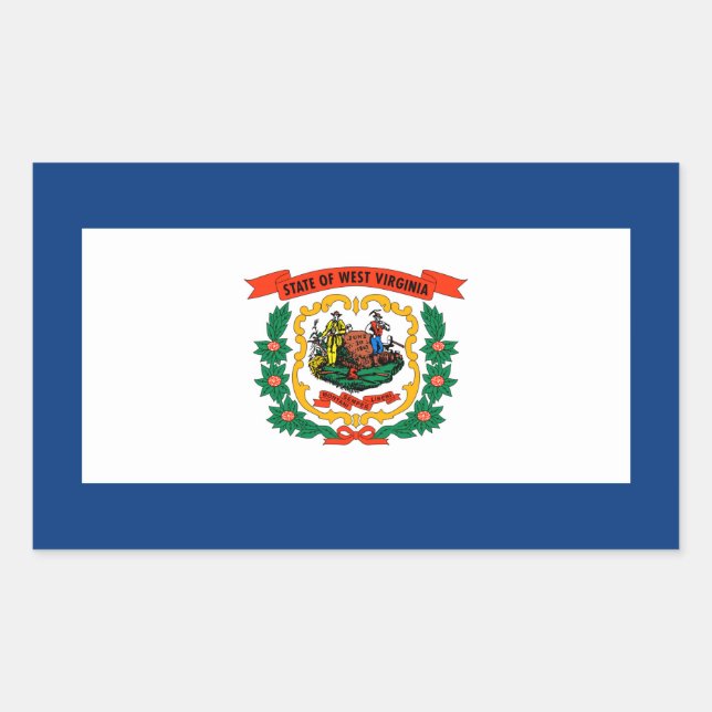 Staatliche Flaggengestaltung West Virginia Rechteckiger Aufkleber (Vorderseite)