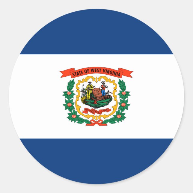 Staatliche Flaggengestaltung West Virginia Runder Aufkleber (Vorderseite)