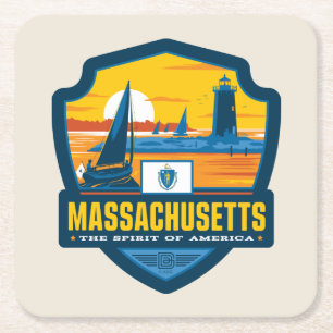 Staatlicher Stolz Massachusetts Rechteckiger Pappuntersetzer