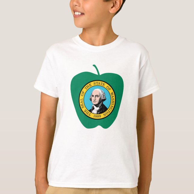 Staats-Flagge Spaß-grüne Apples Washington T-Shirt (Vorderseite)