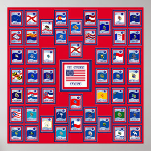 STAATS-FLAGGEN RED/557 USA 50 POSTER