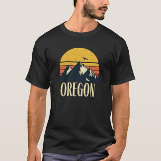 Staats-Gebirgssonnenuntergang Oregons Retro T-Shirt