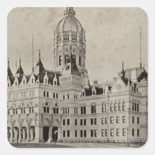 Staats-Hauptstadt, Hartford Quadratischer Aufkleber