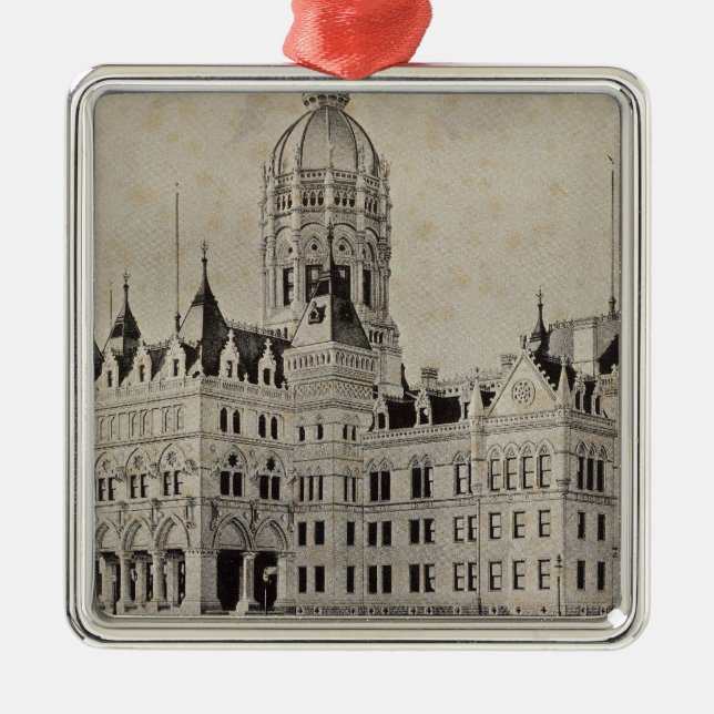 Staats-Hauptstadt, Hartford Silbernes Ornament (Vorne)