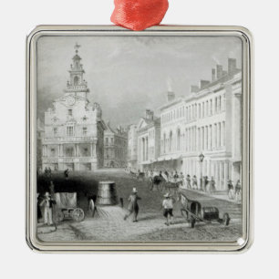 Staats-Straße, Boston, graviert durch S.Lacey Silbernes Ornament