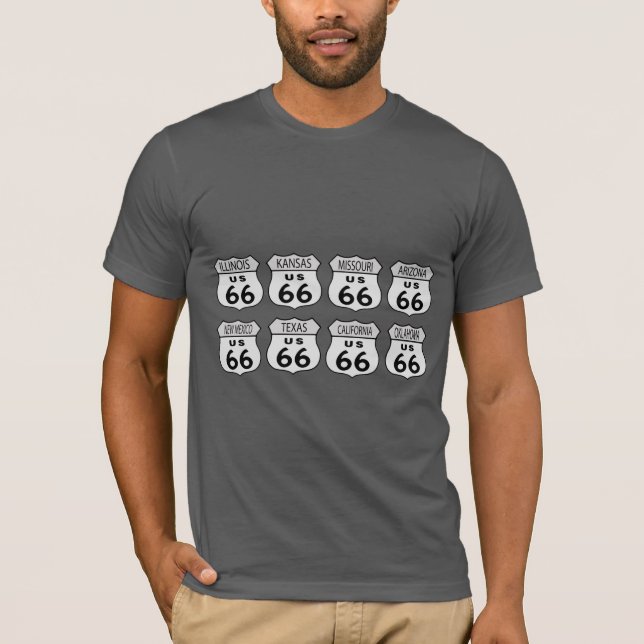 Staats-Zeichen des Weg-66 T-Shirt (Vorderseite)