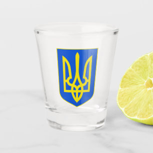 Staatsemblem der Ukraine Goldener Dreizack Fine Ar Schnapsglas