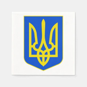 Staatsemblem der Ukraine Goldener Dreizack Fine Ar Serviette