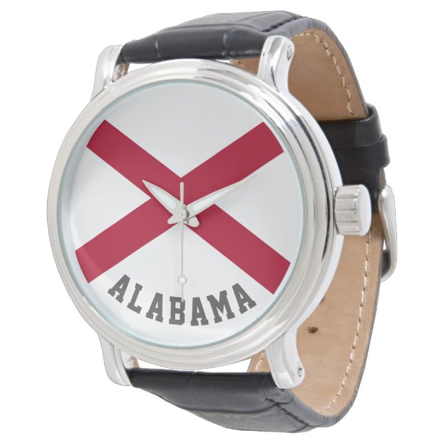 Staatsflagge Alabama Armbanduhr (Schrägansicht)