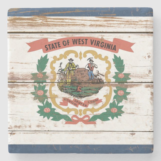 Staatsflagge "Altes Holz West Virginia" Steinuntersetzer (Vorderseite)