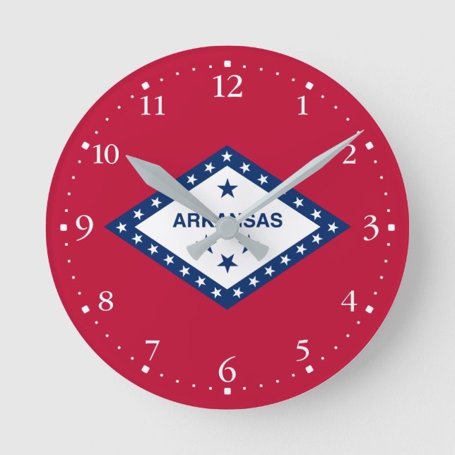 Staatsflagge Arkansas Runde Wanduhr (Vorderseite)