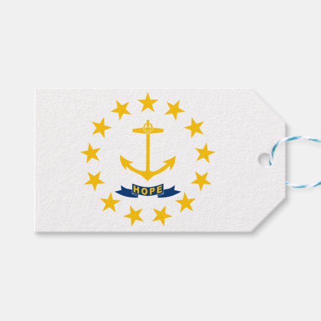 Staatsflagge auf der Insel Rhode Geschenkanhänger (Vorderseite (Horizontal))