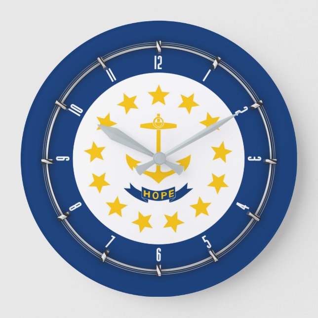 Staatsflagge auf der Insel Rhode Große Wanduhr (Vorderseite)