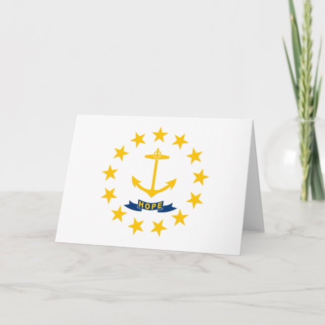 Staatsflagge auf der Insel Rhode Karte (Vorderseite)