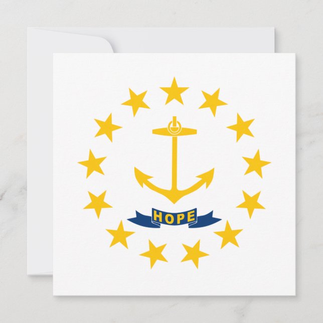 Staatsflagge auf der Insel Rhode Karte (Vorderseite)