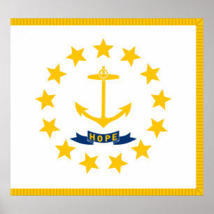 Staatsflagge auf der Insel Rhode Poster