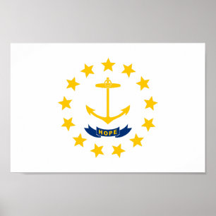 Staatsflagge auf der Insel Rhode Poster