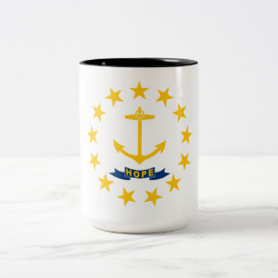 Staatsflagge auf der Insel Rhode Zweifarbige Tasse