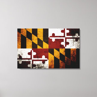 Staatsflagge Black Grunge Maryland Leinwanddruck