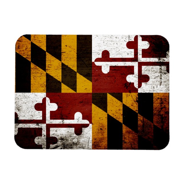 Staatsflagge Black Grunge Maryland Magnet (Horizontal)