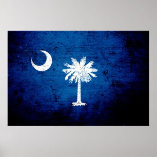 Staatsflagge Black Grunge South Carolina Poster