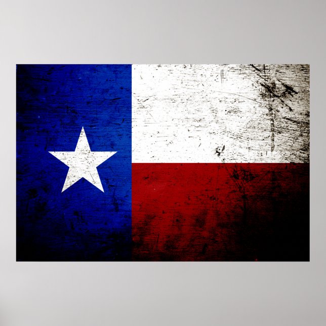 Staatsflagge Black Grunge Texas Poster (Vorne)