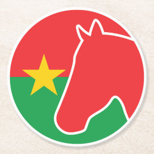 Staatsflagge Burkina Faso Horse Burkinabe Runder Pappuntersetzer